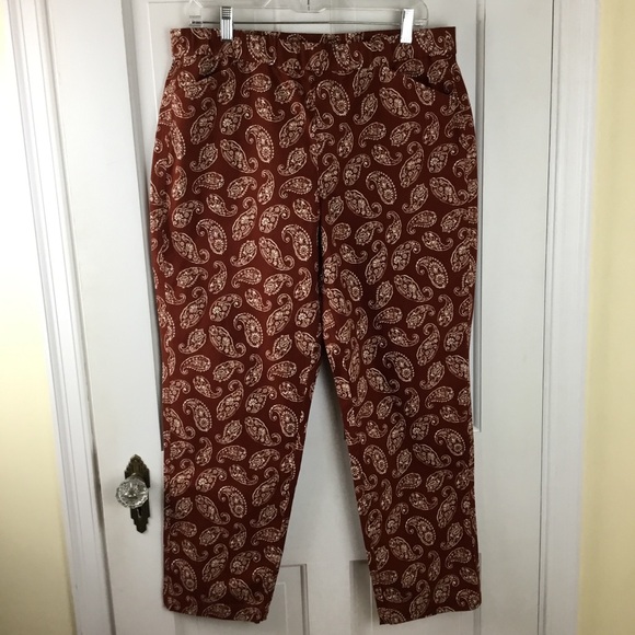Lands End Chino Pants Mid-Rise Paisley Rust NWOT - Picture 2 of 9